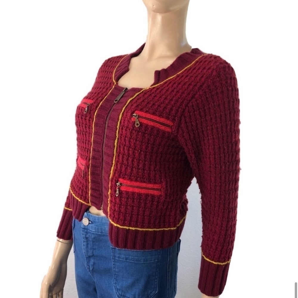 Free People thick knit cardigan front zipper wool blend - Picture 13 of 16
